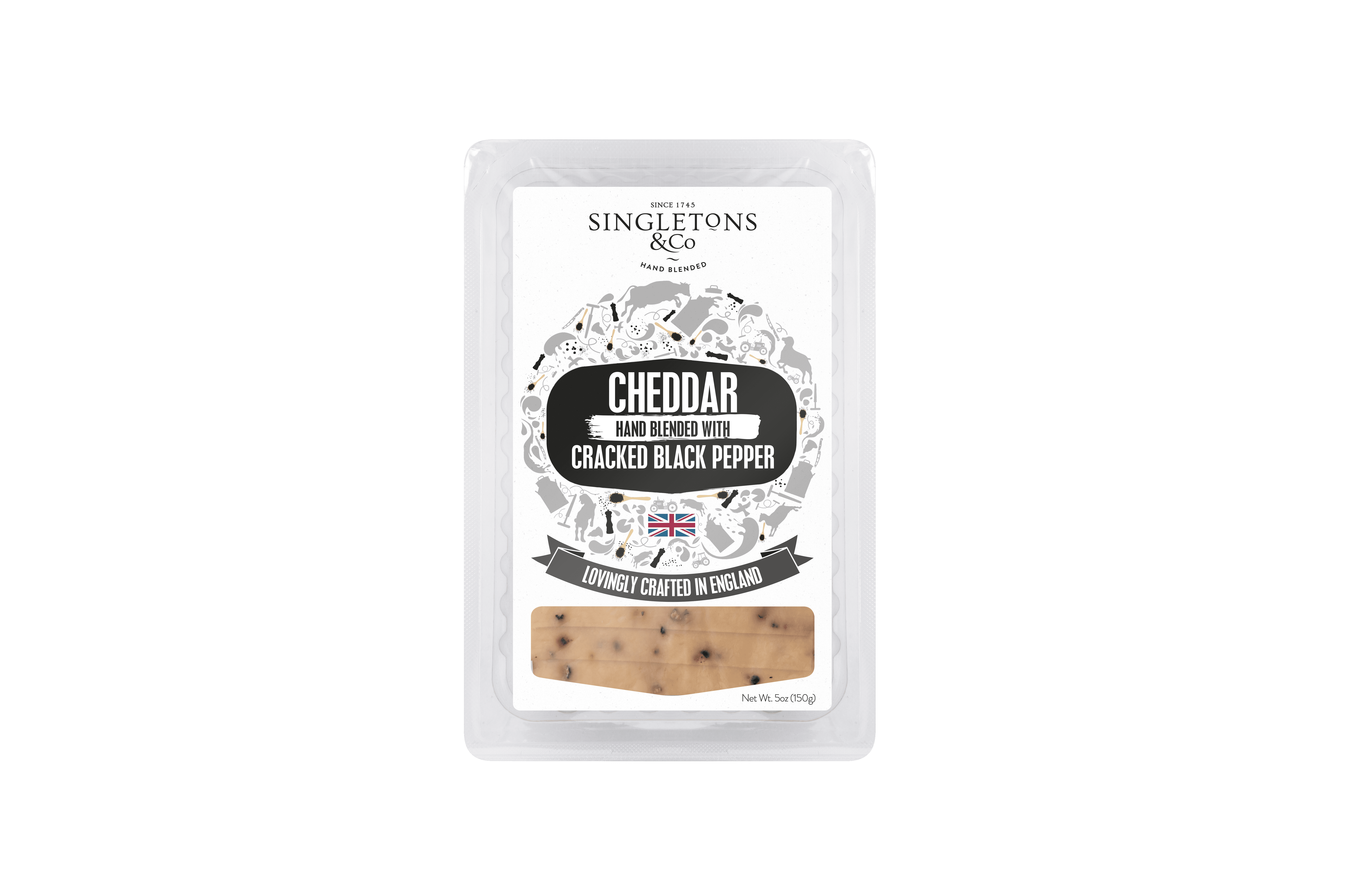 CHEDDAR & BLACK PEPPER SLICES 150G